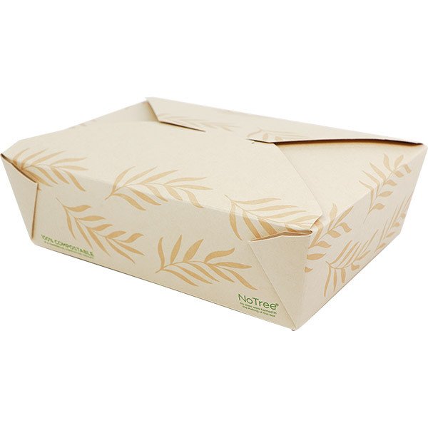 Pla-lined 65 oz compostable food container, PFAS-free, single product shot