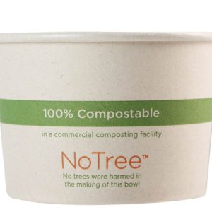 8 oz compostable food container, PFAS-free, single product shot
