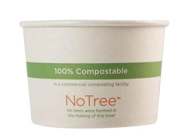 8 oz compostable food container, PFAS-free, single product shot