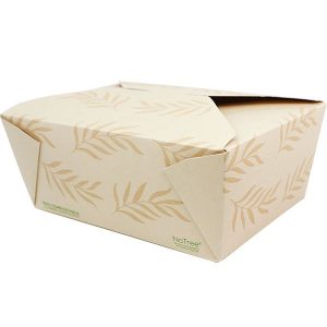 Pla-lined 95 oz compostable food container, PFAS-free, single product shot