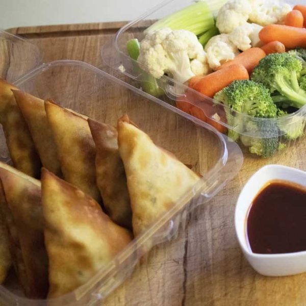 96 oz compostable food container, PFAS-free, single product shot