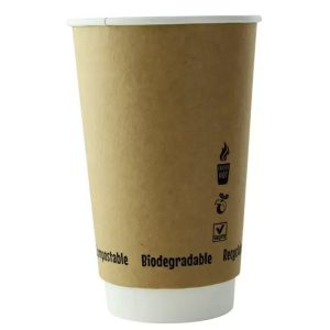 16 oz compostable hot cup, PFAS-free, single product shot