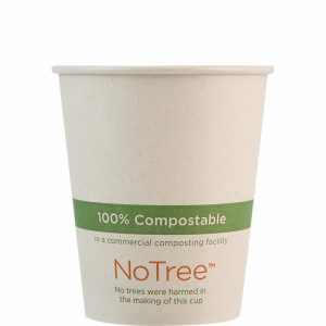 Pla-lined 6 oz compostable hot cup, PFAS-free, single product shot