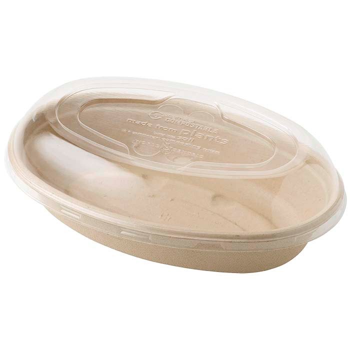 18 oz compostable pla lid with food serving example