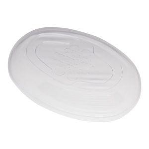 18 oz compostable pla lid, PFAS-free, single product shot