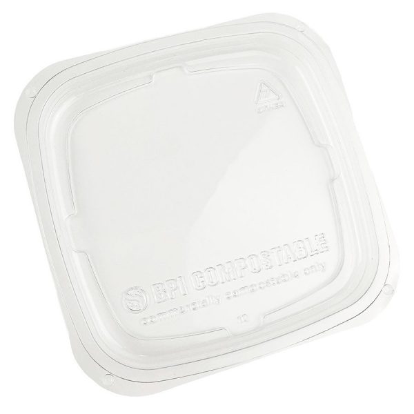 24 oz compostable pla lid with food serving example