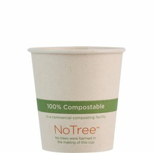 Pla-lined 4 oz compostable pla lid, PFAS-free, single product shot