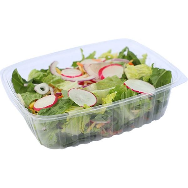 48 oz compostable pla lid, PFAS-free, single product shot
