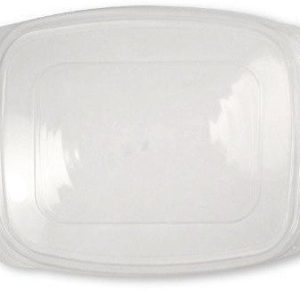 64 oz compostable pla lid, PFAS-free, single product shot