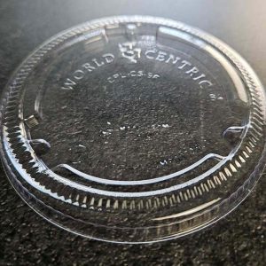 9 oz compostable pla lid, PFAS-free, single product shot