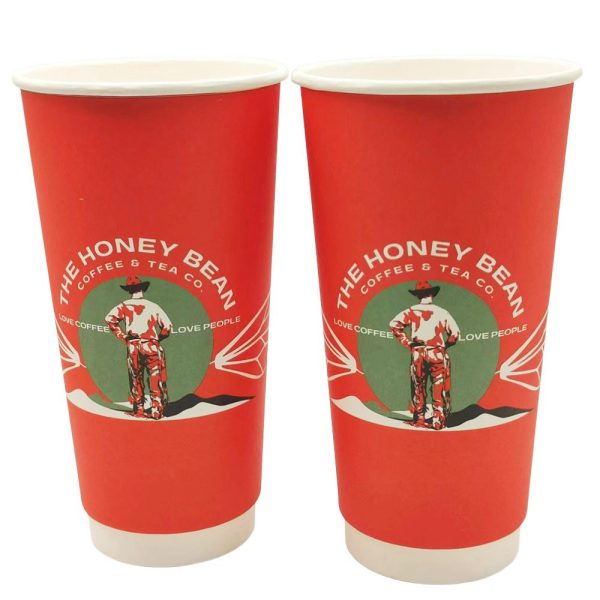 Pla-lined 20 oz compostable hot cup, PFAS-free, single product shot