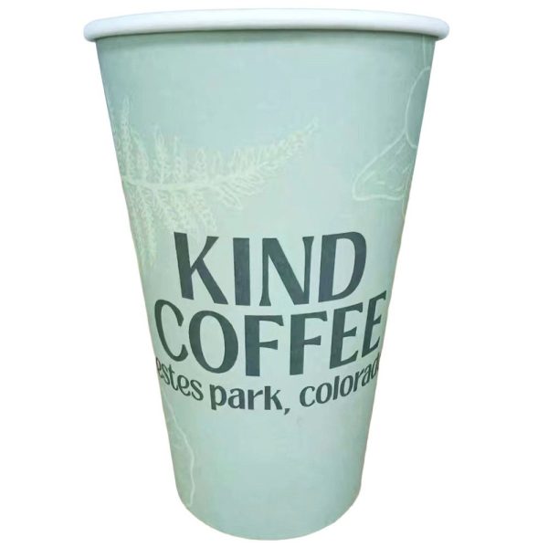 Pla-lined 20 oz compostable hot cup, PFAS-free, single product shot
