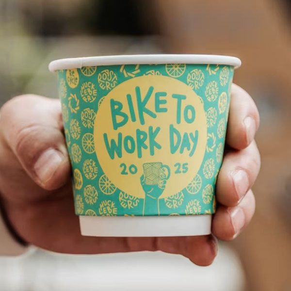 Pla-lined 8 oz compostable hot cup, PFAS-free, single product shot