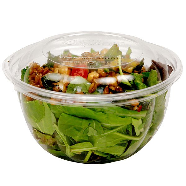 16 oz compostable salad bowl with food serving example