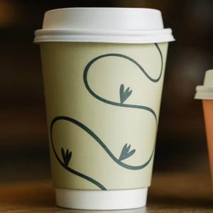 Pla-lined 12 oz compostable hot cup with food serving example