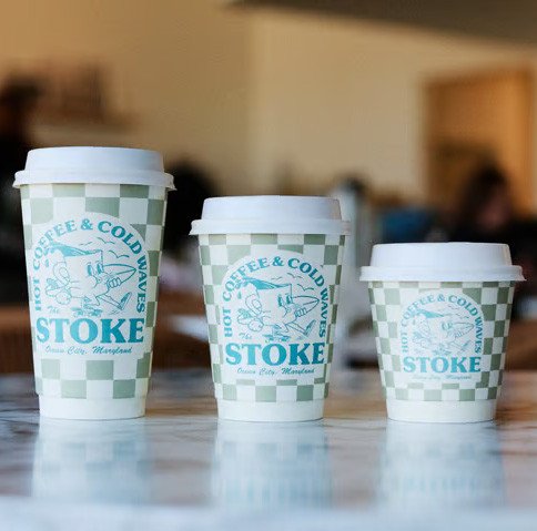 Pla-lined 12 oz compostable hot cup in foodservice setting