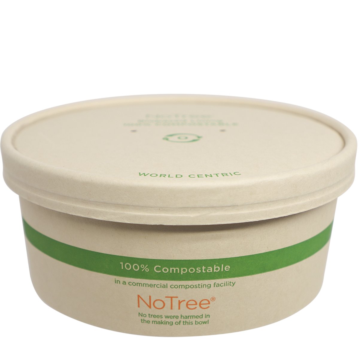 Pla-lined 24 oz compostable fiber bowl alternate angle product view